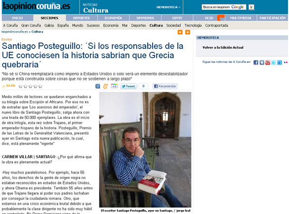 Santiago Posteguillo entrevistado por La Opinión A Coruña