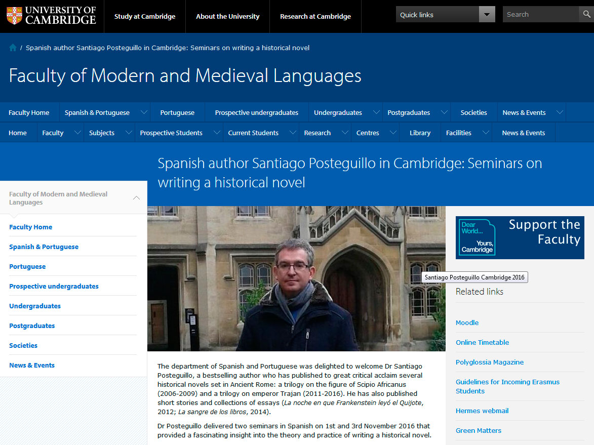 Seminarios impartidos por Santiago Poasteguillo en Cambridge