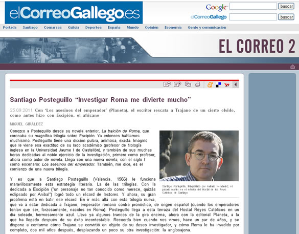 Santiago Posteguillo entrevista El Correo Gallego