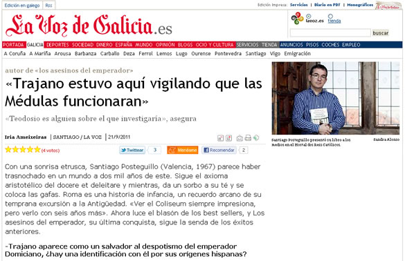 Santiago Posteguillo entrevistado por La Voz de Galicia