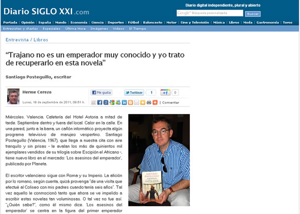 Santiago Posteguillo entrevistado por el Diario Siglo XXI